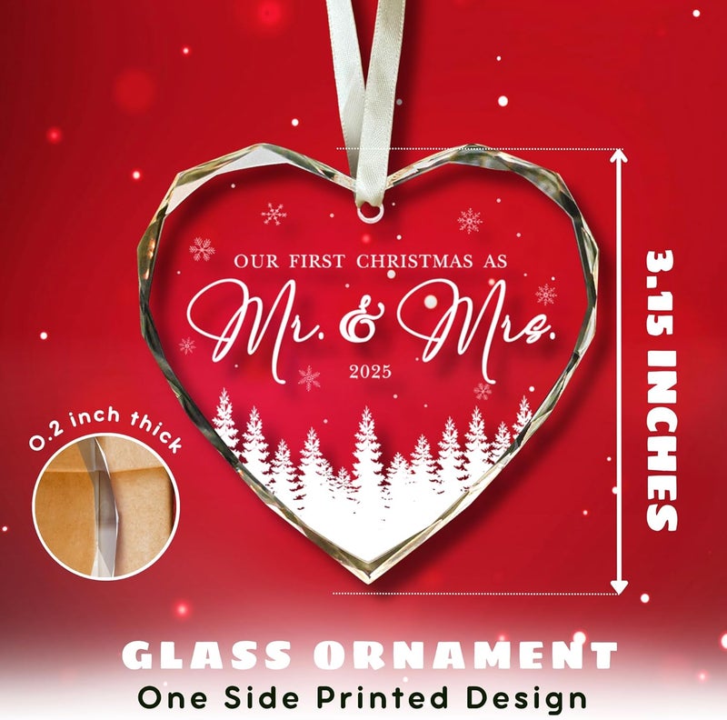 SUCHAGIFT Wedding Gifts - Mr and Mrs Gifts for Couples, Bride, Women - Future Mr and Mrs Gift, Bridal Shower Gift - Glass 1st Married Ornament - Image 3